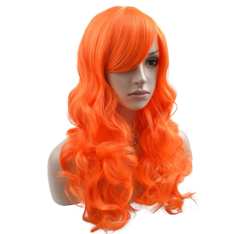 BERON 24" Stylish Long Curly Orange Hair Wig Party Perruque