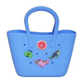 MASOMR Mini Rubber Tote Bag for girls/Small Rubber Beach bag for kids (blue)