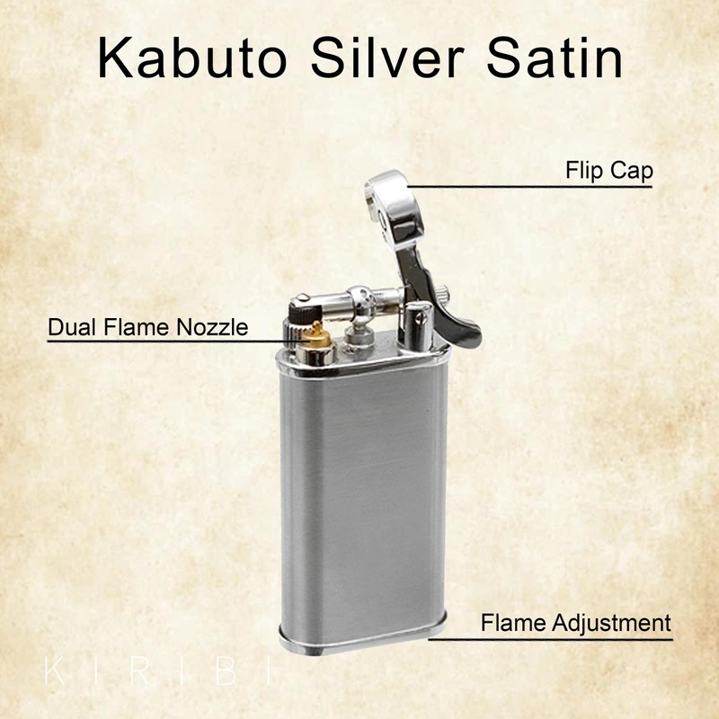 Kiribi Kabuto Japanese Pipe Lighter - Soft Angled Flame, Adjustable,