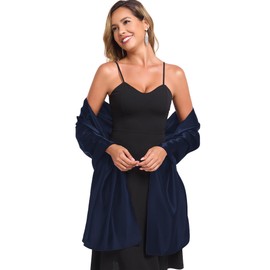 TONGFANTFL Shawls and Wraps for Evening Dresses Satin Women Long Scarf Wedding Guest Shawl Navy
