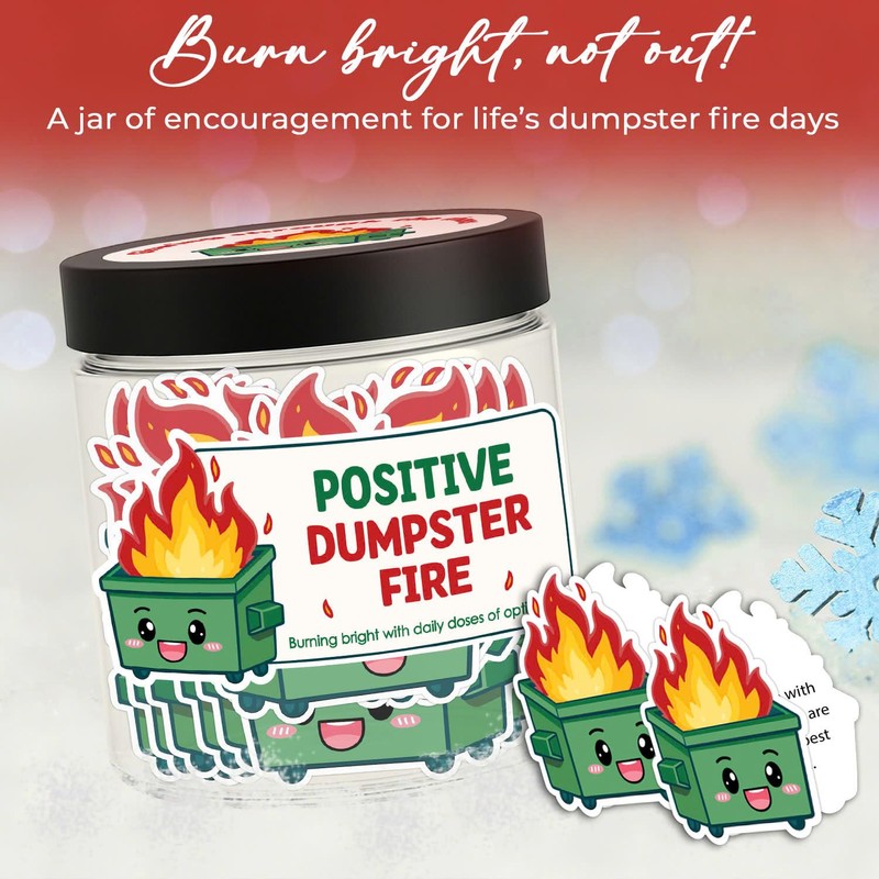 60 Positive Dumpster Fire Jar, Affirmation Cards For Women, Dumpster