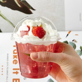 Lilymicky 200 PACK 9 oz Clear Plastic Cups With Dome Lids, Crystal Clear Dessert Cups for Ice Cream, Latte, Cold Drinks