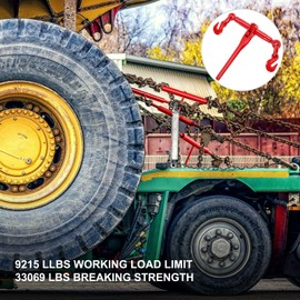 VEVOR Chain Binder 3/8in x 1/2in, Ratchet Load Binder 9215lbs Capacity, Ratchet Lever Binder w/ G70 Hooks, Adjustable Length, Ratchet Chain Binder for Tie Down, Hauling, Towing, 2 Packs in Red