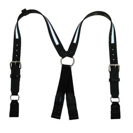 Boston Leather Leather Reflective Loop End Fireman Work Suspenders, Black