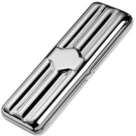 SILBERKANNE Cigar Case Cuba 17 x 6 x 3.5 cm Premium Silver Plated Elegant Silver-Plated for Two Cigars in Top Workmanship