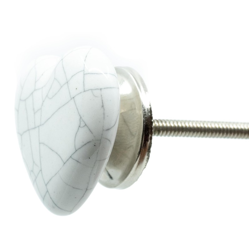 ETHNICITI Pack of 8 Heart White Crackle 40mm Ceramic Door