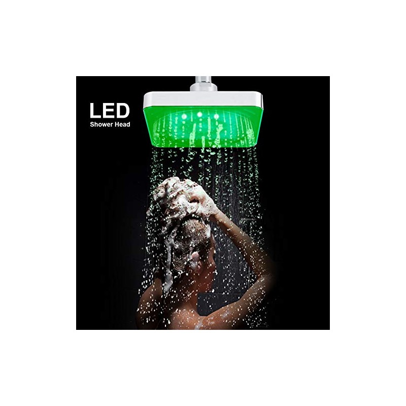 Restokki Led Shower Head Color Changing, 6 Inch Square Rain