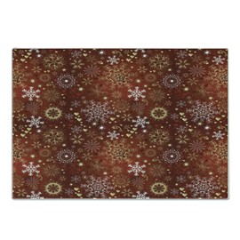 Ambesonne Winter Cutting Board, Old Fashioned Christmas Hearts and Swirls Vintage Festive Composition, Decorative Tempered Glass Cutting and Serving Board, Small Size, Vermilion Yellow White