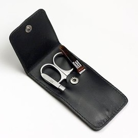 Germany, Solingen Axion akusionguru-mingu Item Set Brow Scissors + Normal Nails Sanding + urutorafain Tweezing in Genuine Leather Case # slg007965fba