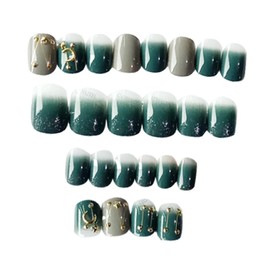 Healvian 24pcs Full Cover Nail Tips for Women Fashion Manicure Nails Diamond Accents Comfortable and