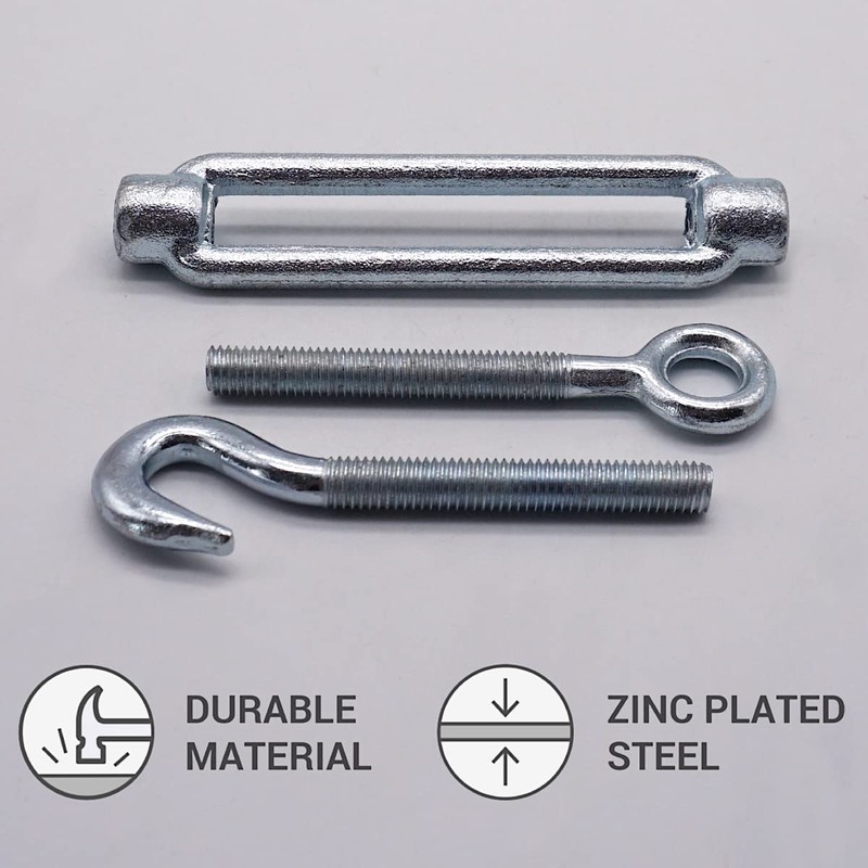 (Pack of 4) Turnbuckle Wire Tensioner M8 Adjustable Turnbuckles Hook