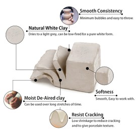 Old Potters Low Fire Pottery Clay White, 50 lbs (Cones 06-04) Made in USA Modeling Clay for Wheel Throwing and Hand Building, Sculpting, Beginners, and Advanced