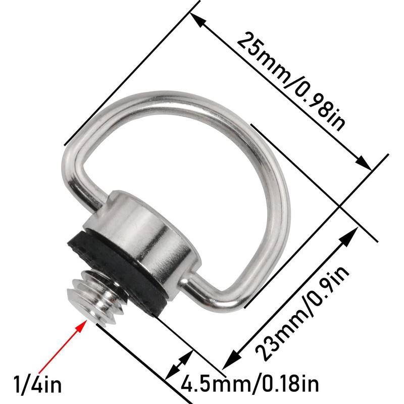 LRONG 2PCS 1/4 inch D Ring Screw Hinged Holder Camera