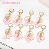 Cute Keychain Pink Flower Initial Letter Keychains for Women Flower