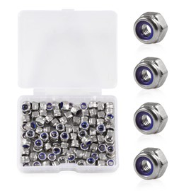 SPEEDWOX 100 PCS M3 x 0.5mm Nylon Insert Nut Lock Nut, Self Locking Nut 304 Stainless Steel, Hex Lock Nut with Storage Box for Lock Washers
