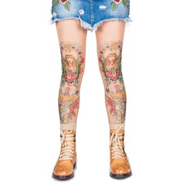 Wild Rose Ladies LUCKY 7 COWGIRL Tattoo Leggings, Tan, X-Large