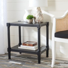 SAFAVIEH Home Collection Rafiki Black Rectangle Bottom Shelf Accent Table ACC5710B, 22" W x 15.8" L x 22.8" H