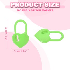 sourcing map 200pcs Stitch Markers, Heart Stitch Locking Stitch Marker Crochet Needle Clip Counter for DIY Handcraft Knitting and Crocheting, Green