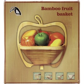 Fuji Boeki 28680 Basket, Accessory Box, Width 8.3 x Depth 6.7 x Height 9.1 inches (21 x 17 x 23 cm), Bamboo Folding Trivet, 2-Way, Small, Apple