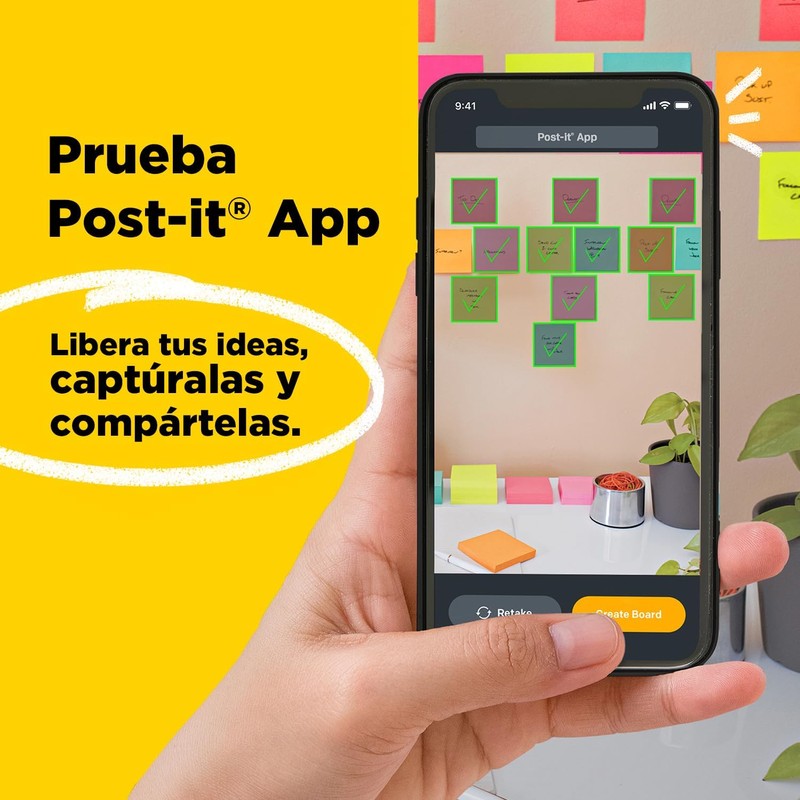 Post-it Notas Súper Adhesivas, Doble poder de adhesión, Colores Neón,