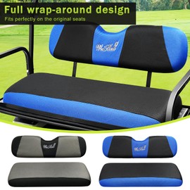 WEIMELL Universal Golf Cart Rear Seat Covers Fit for Club Car EZGO Yamaha Aftermarket Regular Back Seat Cushion Cover Stretchy Breathable Washable No Nails Required Easy to Install Black & Blue