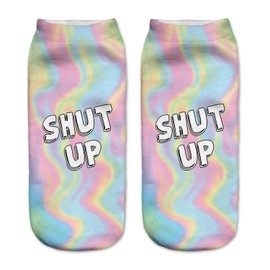 Gifton - Shut Up Ankle Socks for Women Girl Ladies Teens Mom - UK Sizes 6-11 Model SHU2023 - Funny Gift For Girlfriend Her - Novelty Birthday Present Stocking Filler Purple