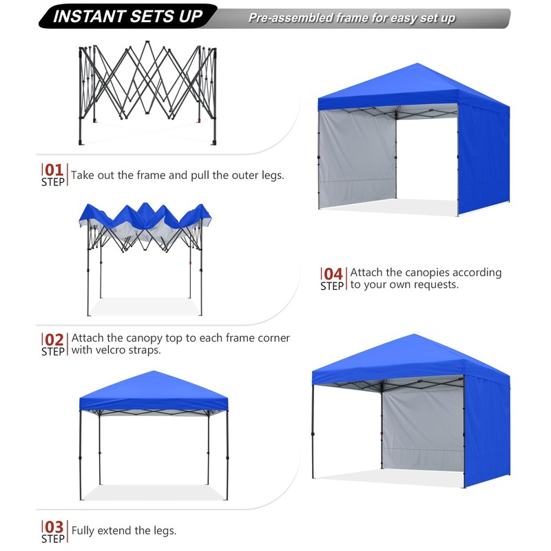 ABCCANOPY Easy Pop up Canopy Tent with 2 Sidewalls for
