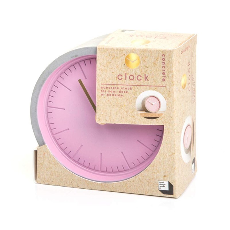 Good Design Works Concrete Clock, Pink, 13 x 13 x