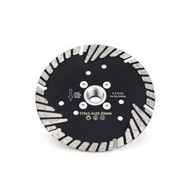 Solidure 115 mm x M14 Diamond Cutting Disc, Granite Turbo Diamond Cutting Disc for Stone, Concrete, Curb, Natural and Artificial Stone