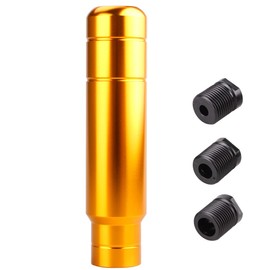 muge racing Aluminum Alloy Weighted Shifter Knob,5" Auto Gear Shift Knob with 3 Threaded Adapters M8 M10 M12,Fit Most Automatic Manual Vehicle-Gold