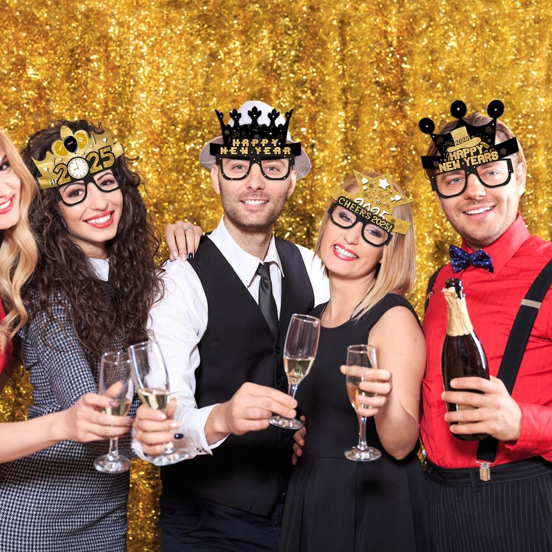 TOPJOWGA New Year's Eve Glasses 2025, Pack of 12 Party