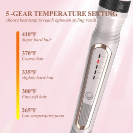 Traveling 60 Mins Auto Off Thermal Brush 3 in 1 Set Ionic Heated Round Curling Create Volume & Smoother Hair Style for Fully Dried Hair Ceramic Fast Heating Curling Iron Brush with Temperature