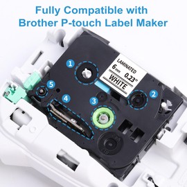 MarkField MarkField Kompatible Schriftband als Ersatz für Brother P-Touch TZ TZe-211 6mm x 8m Etikettenband Laminiert für PT-H105 H108 H100LB H100R 1005 1080 D400 D200 E100, Schwarz auf Weiß