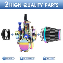 P-W-K 24mm Carburetor Kit with Air Filter Intake Manifold Carb Jets Universal Suitable for 2t/4t Dirt Bike Motocross Motorcycle Scooter ATV Quad Go Kart
