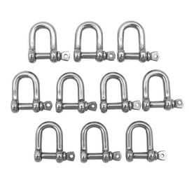 POFET 10pcs M8 316 Stainless Steel D Ring Shackle Lock Shackle Chain Buckle Lifting Bar for Heavy Duty Construction Marine Transport