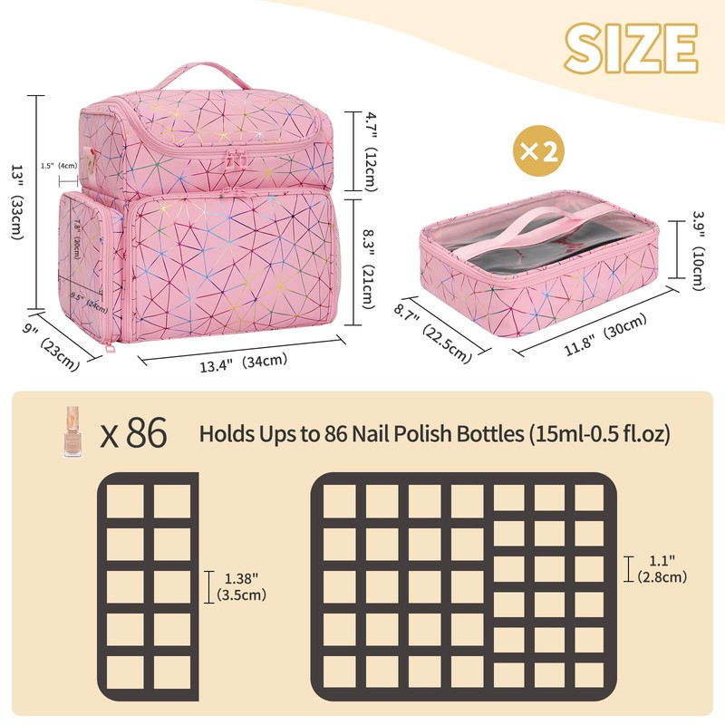 CUBETASTIC Extra Large Nail Polish Organizer Case Holds 86 to