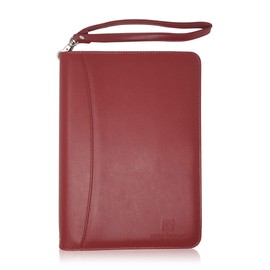 Junior Zippered Business Padfolio with Notepad - Burgundy PU Faux Leather A5 Binder Portfolio & Organizer Folder with Pocket for 8 Inch Tablets by Lautus Designs
