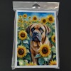 Caroline's Treasures Mastiff in Sunflowers Greeting Cards Pack of 8