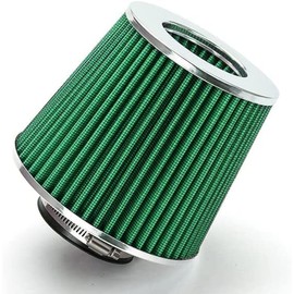 Green Cold Air Intake Cone Replacement Performance Washable Clamp-on Dry Filter (3.5")