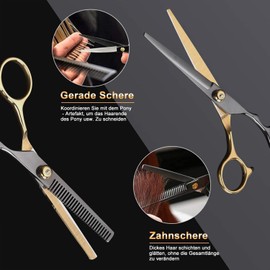 UUE 10 Stück Friseurscheren Set Profi, 6,7 Zoll Edelstahl Haarschneideschere, Effilierschere mit Friseurumhang & Kamm – Für Damen Herren & Friseursalon | Rostfrei & Langlebig