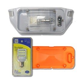 Starlights SL1000 with The Standard REV-200 Bulb, RV 12-Volt Exterior Dual Sensor Exterior Motion Light. The SL1000 is White in Color