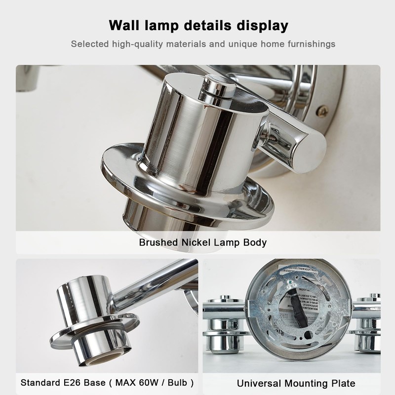 ALAISLYC 3 Light Bathroom Wall Light Fixtures Chrome Bathroom Wall