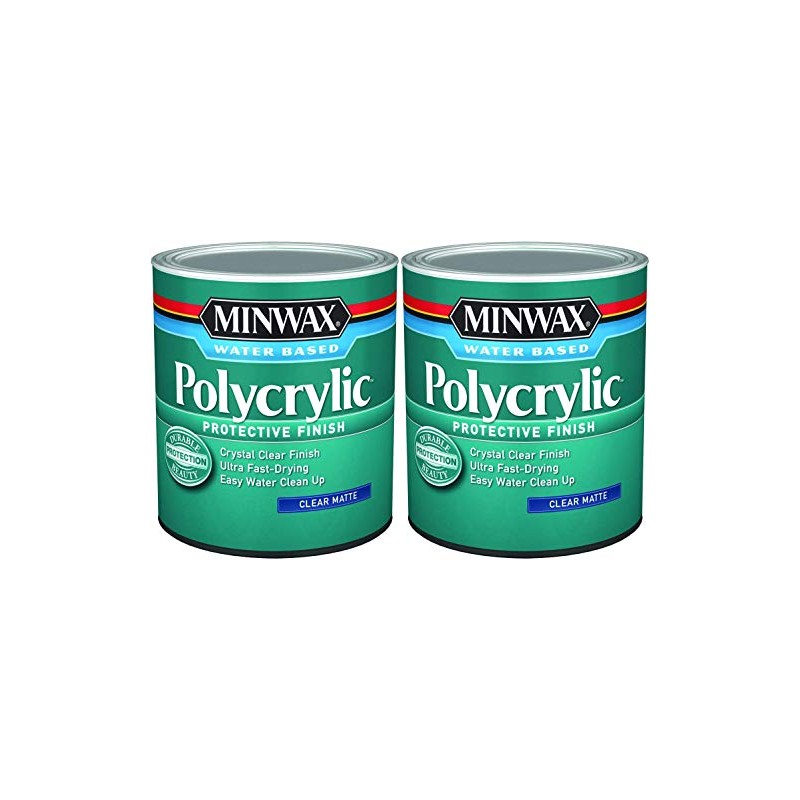 Minwax 622224444 Polycrylic Protective Finish, 1 Quart, Matte 2 Pack