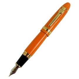 Jinhao 159 Big Heavy Barrel Medium Nib Fountain Pen with Golden Clip - Orange