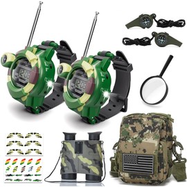 Walkie Talkies Set for Kids, Outdoor Camouflage Adventure Gear Toys, Adventure Hunting Game Toys Gifts, Children's Binoculars, for Boy Girls Aged 5+
