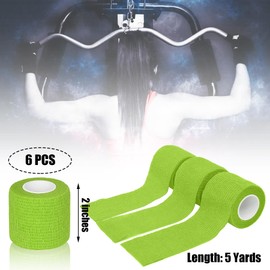 Twavang 6 Pack 2 Inches Self Adhesive Bandage Wrap Breathable Cohesive Bandage Elastic Tape for Pets, Athletic, Sports, Wrist, Knee, Ankle(5 Yards Per Roll, Grass Green)