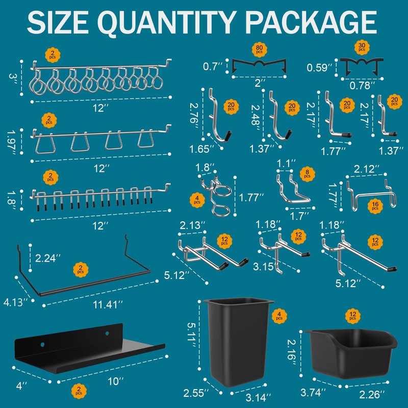 Daanxw Metal Peg Board Kit with 1/4" Pegboard Accessories, 6