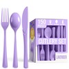 Party Solids Lavender Plastic Silverware Heavy Duty 150 Pieces Lavender