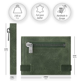 TRUSADOR Marseille Rfid Leather Wallet for Women and Men Includes ID Window, Detachable Mirror, Holds Bills, Cards, Includes Coin Pocket, Holds Cash (Green)