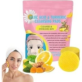 Pads de Limpieza con Cúrcuma, Toallas Desmaquillantes Nuevos Pads de Ácidopara el Rostro, el cuidado diario de la piel y la limpieza facial,Esponjas Faciales Comprimidas(1, Amarillo)